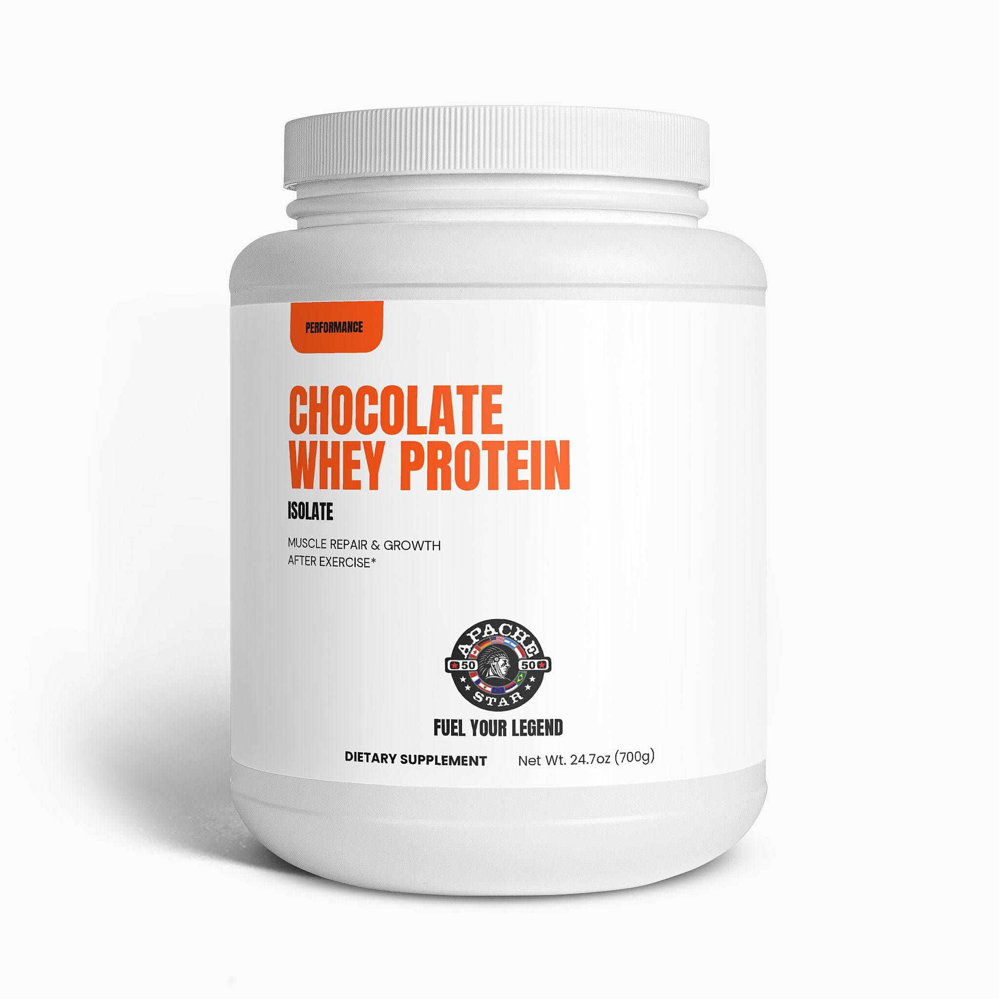 APACHE STAR Chocolate Whey Protein Isolate Container 3-Month Supply - High-Performance Post-Workout Protein Supplement for Athletes