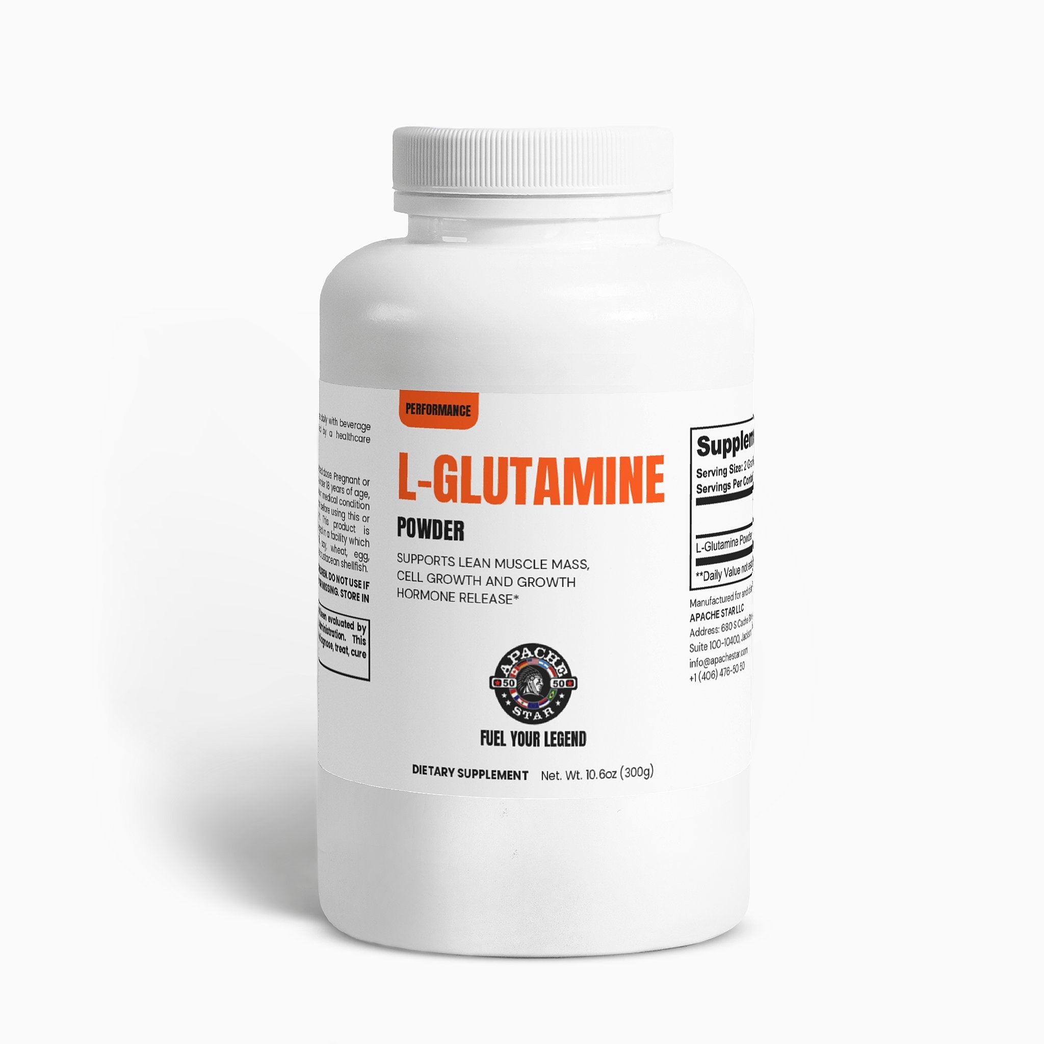 APACHE STAR L-Glutamine Powder - Unflavored Pure Glutamine Formula for Athletes - Muscle Recovery & Immune Support Supplement