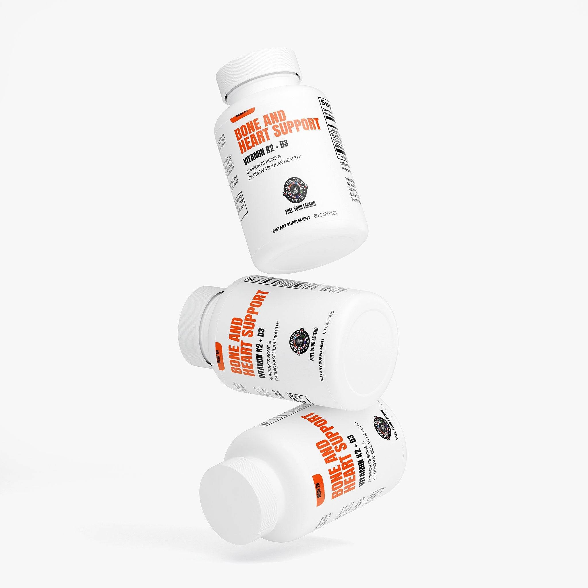 APACHE STAR Bone & Heart Support Supplement 3-Month Supply - Premium Calcium & Vitamin D Formula Made in USA