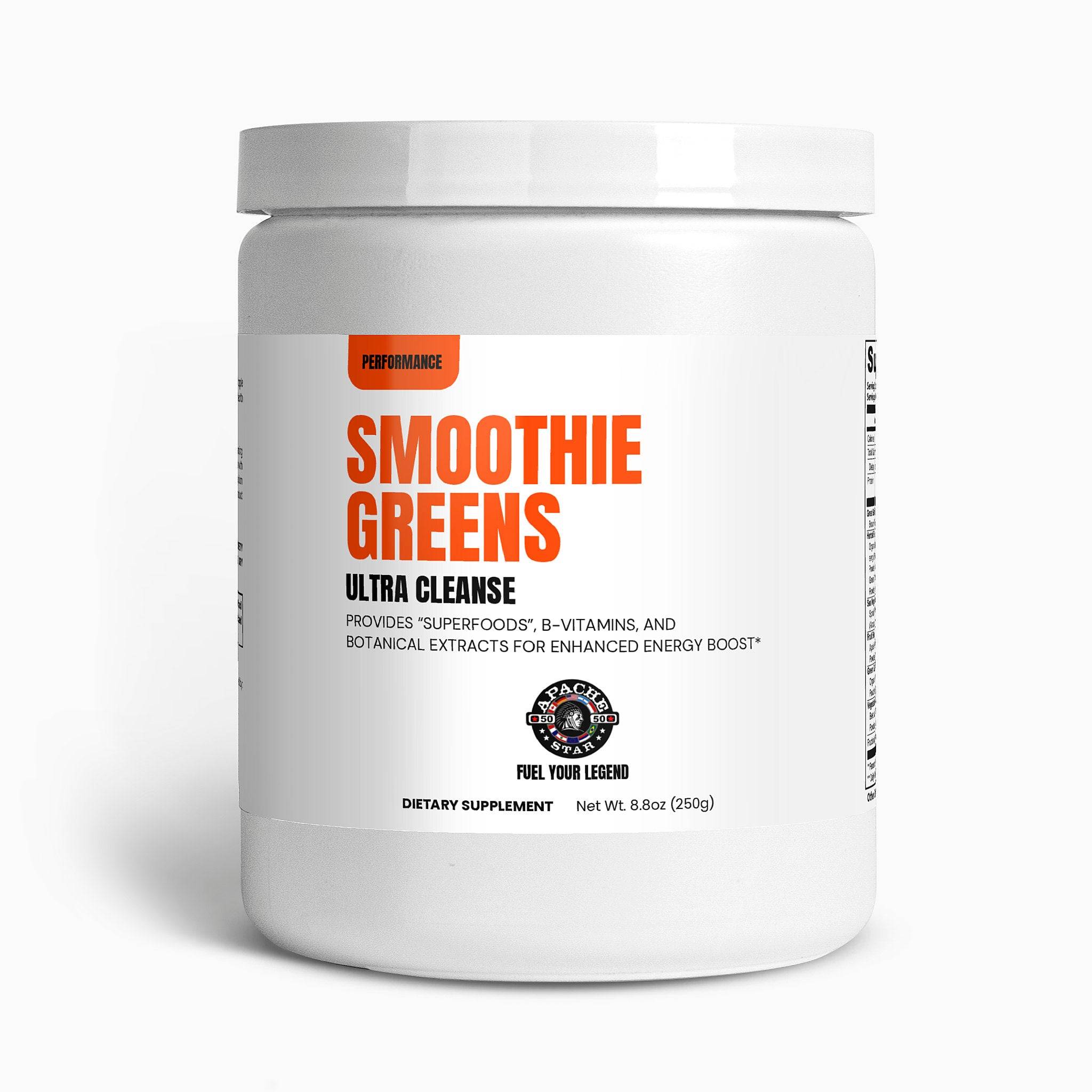 APACHE STAR Smoothie Greens Supplement Facts - Clean Label No Fillers Vegetarian Superfood Formula for Men and Women