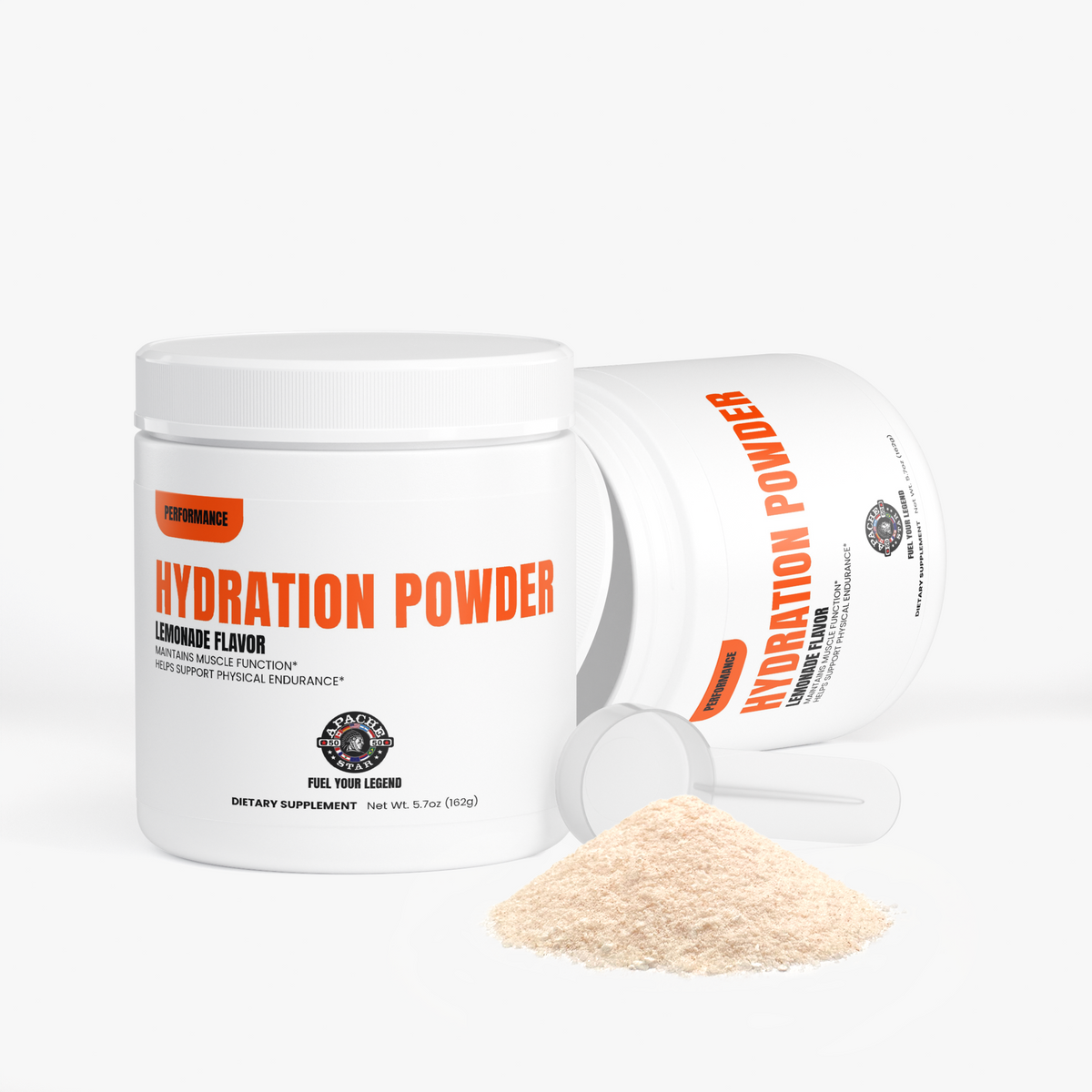 APACHE STAR HYDRATION POWDER (LEMONADE) — two tubs with loose powder