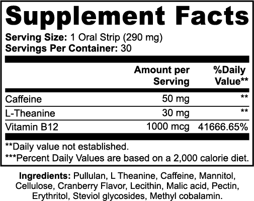 APACHE STAR ENERGY STRIPS - CRANBERRY — Supplement Facts panel