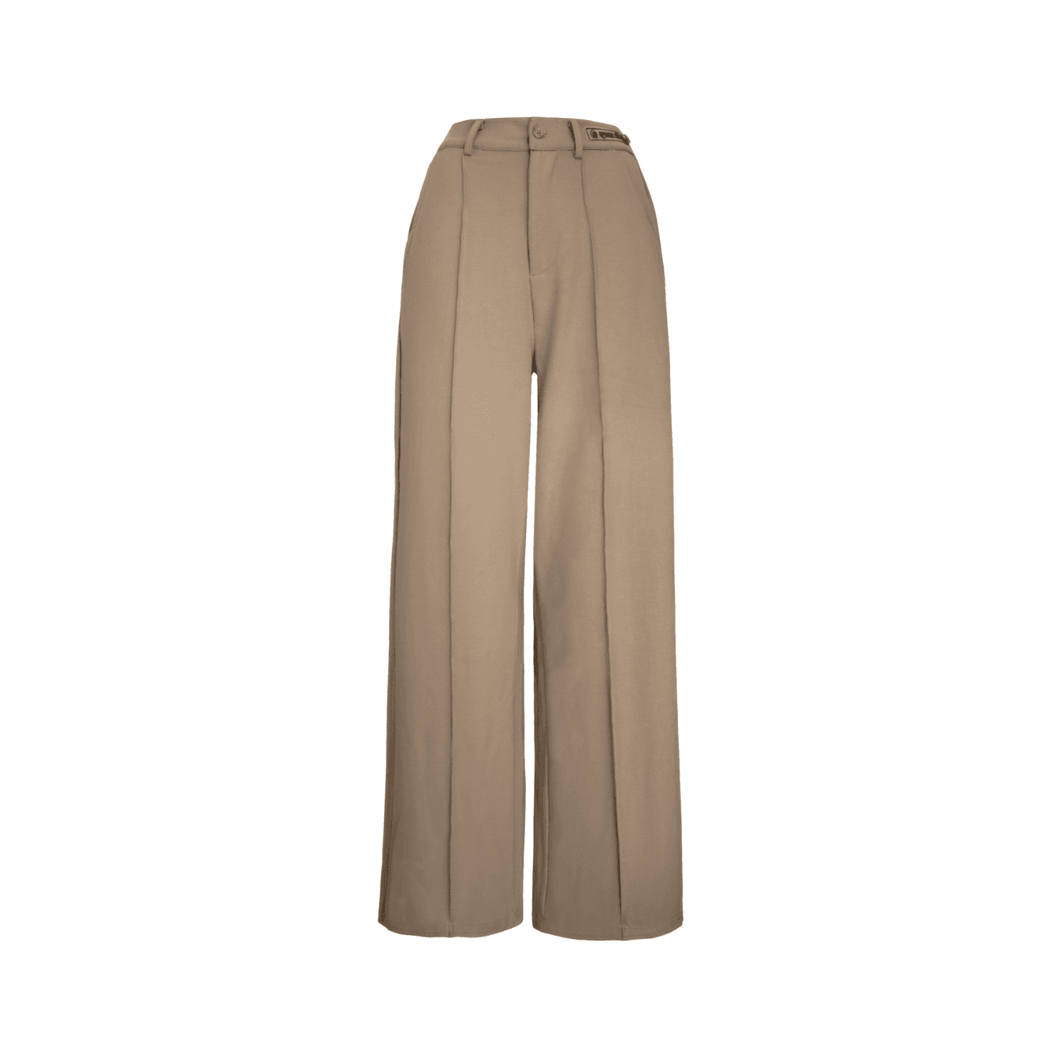 Beige casual trousers with elastic waistband and Apache Star logo patch, high-quality woven fabric