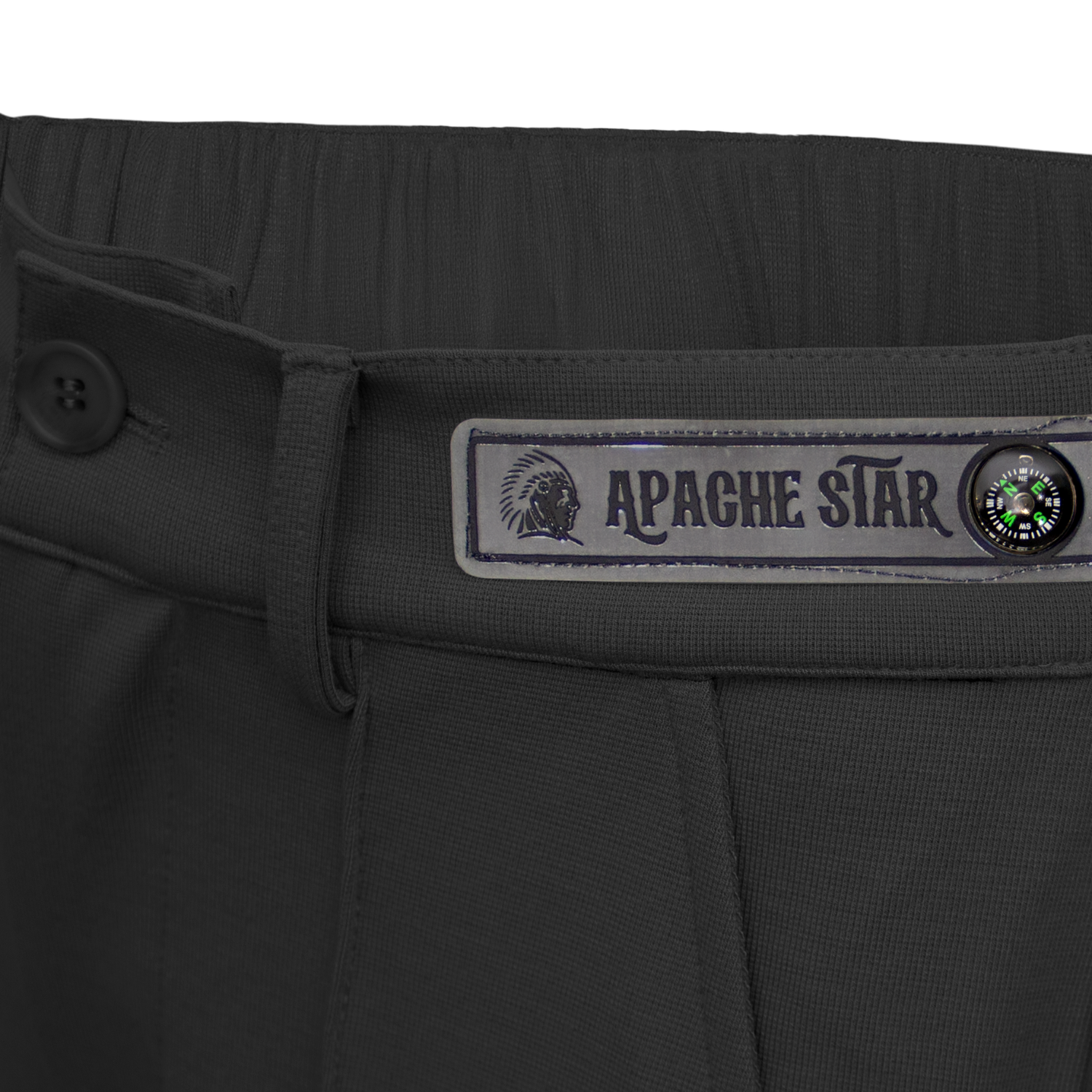 Black pleated sweatpants CASUAL CHAMP by APACHE STAR® detail shot premium fabric 320g woven blend.