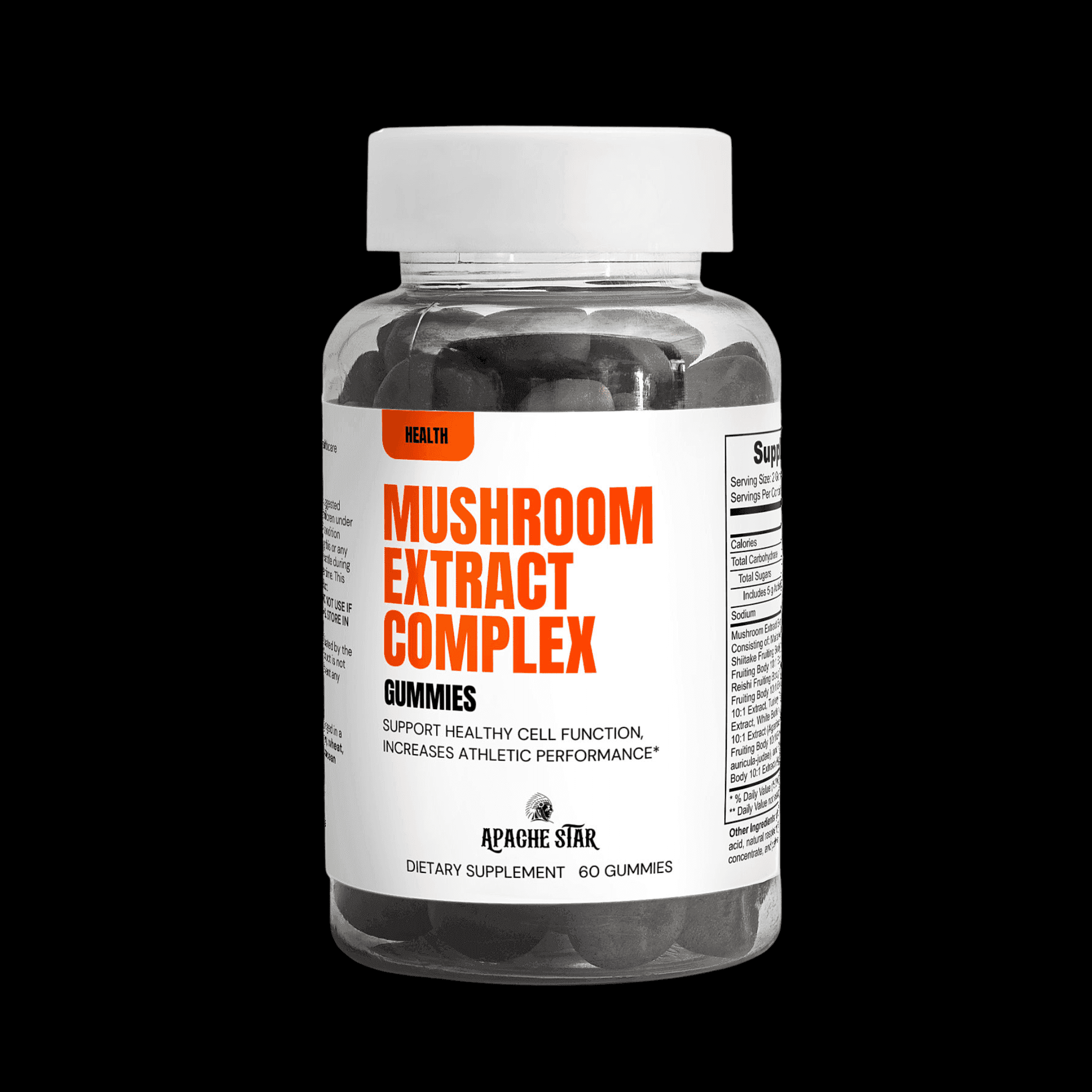 Mushroom Extract Complex gummies by APACHE STAR in the Balance Bundle enhance cell function and athletic performance with natural adaptogens.