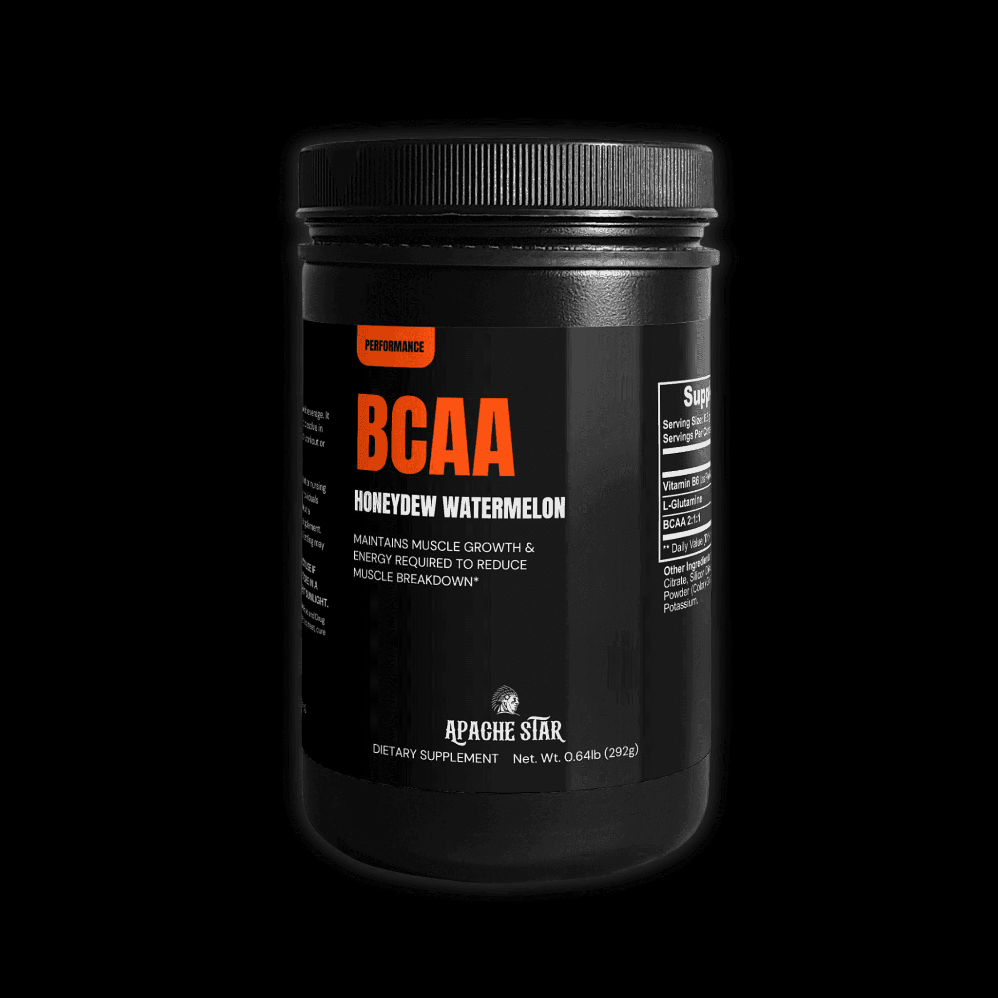 BCAA Post Workout Powder Honeydew Watermelon by APACHE STAR in black container for muscle recovery and energy support. Ideal for fitness and performance.