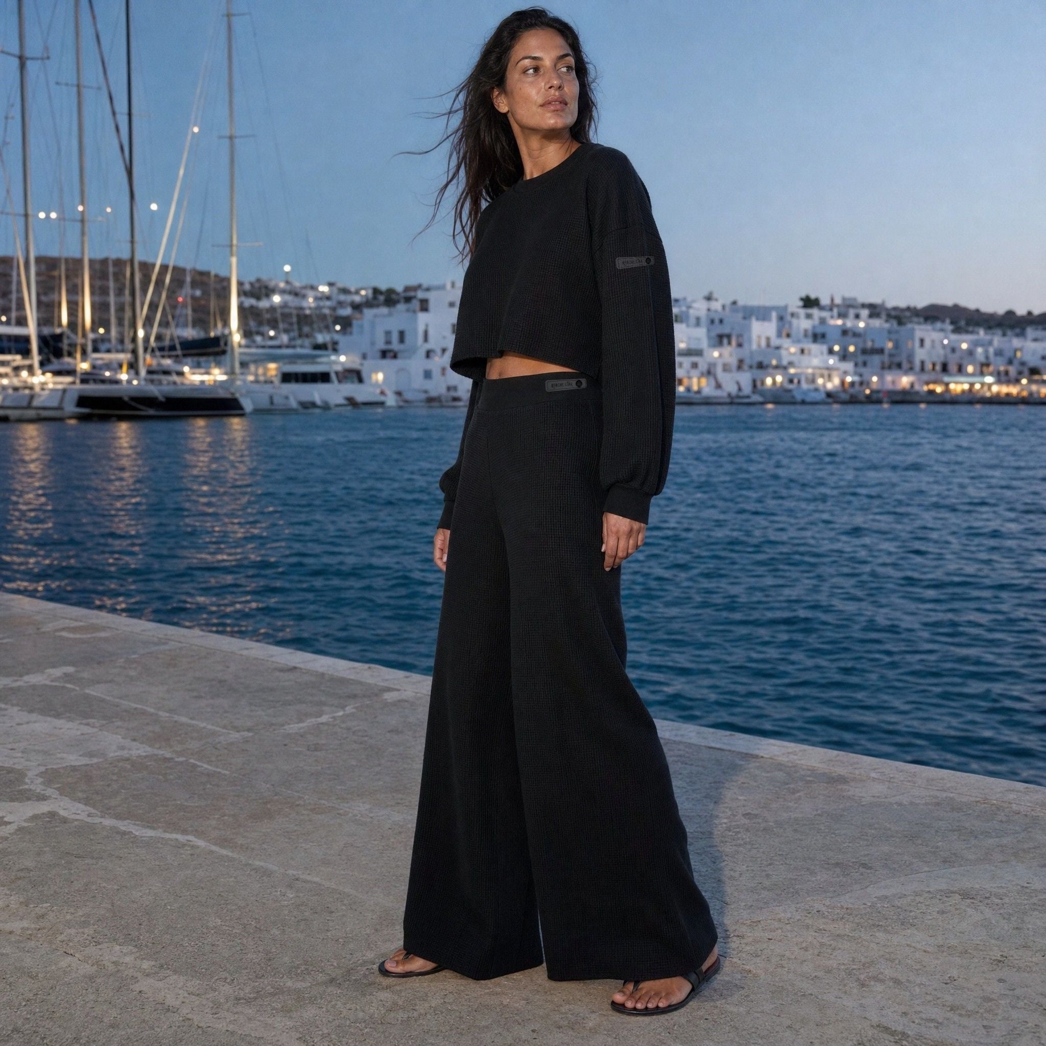 Waffle Crop Top "Mykonos"