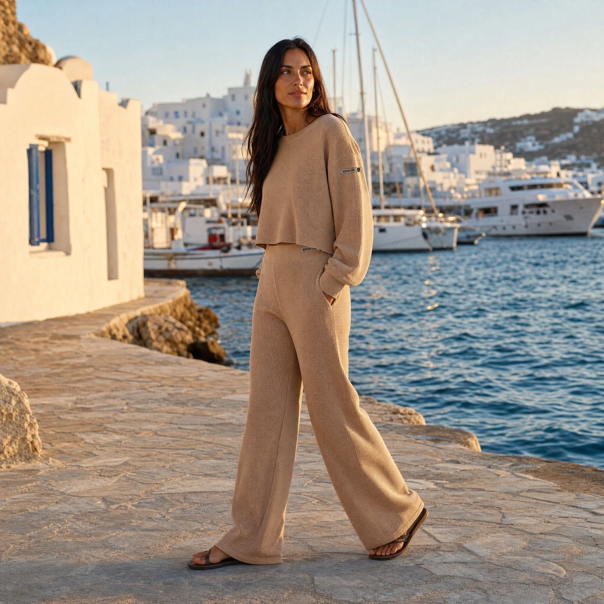 Waffle Crop Top "Mykonos"