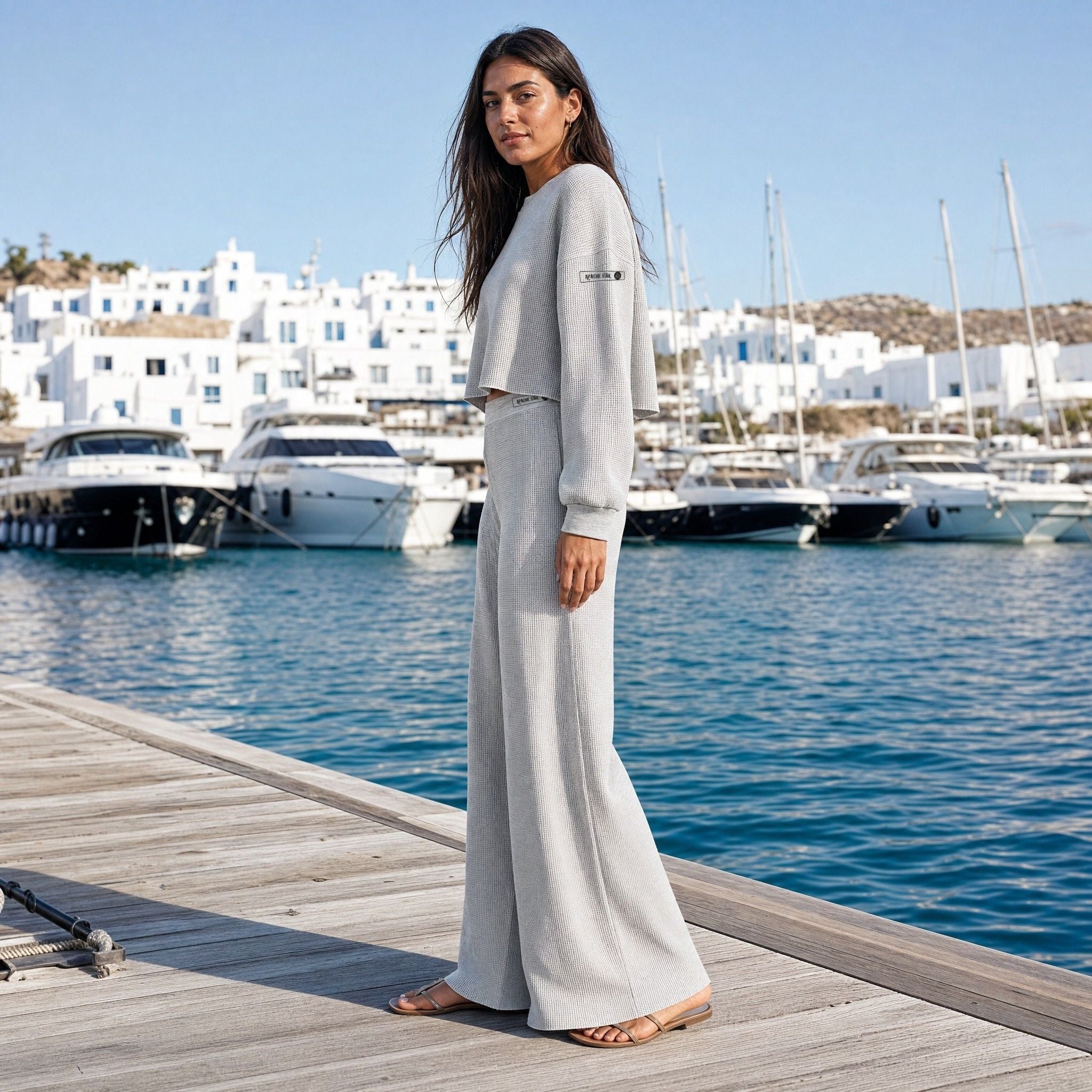 Waffle Crop Top "Mykonos"