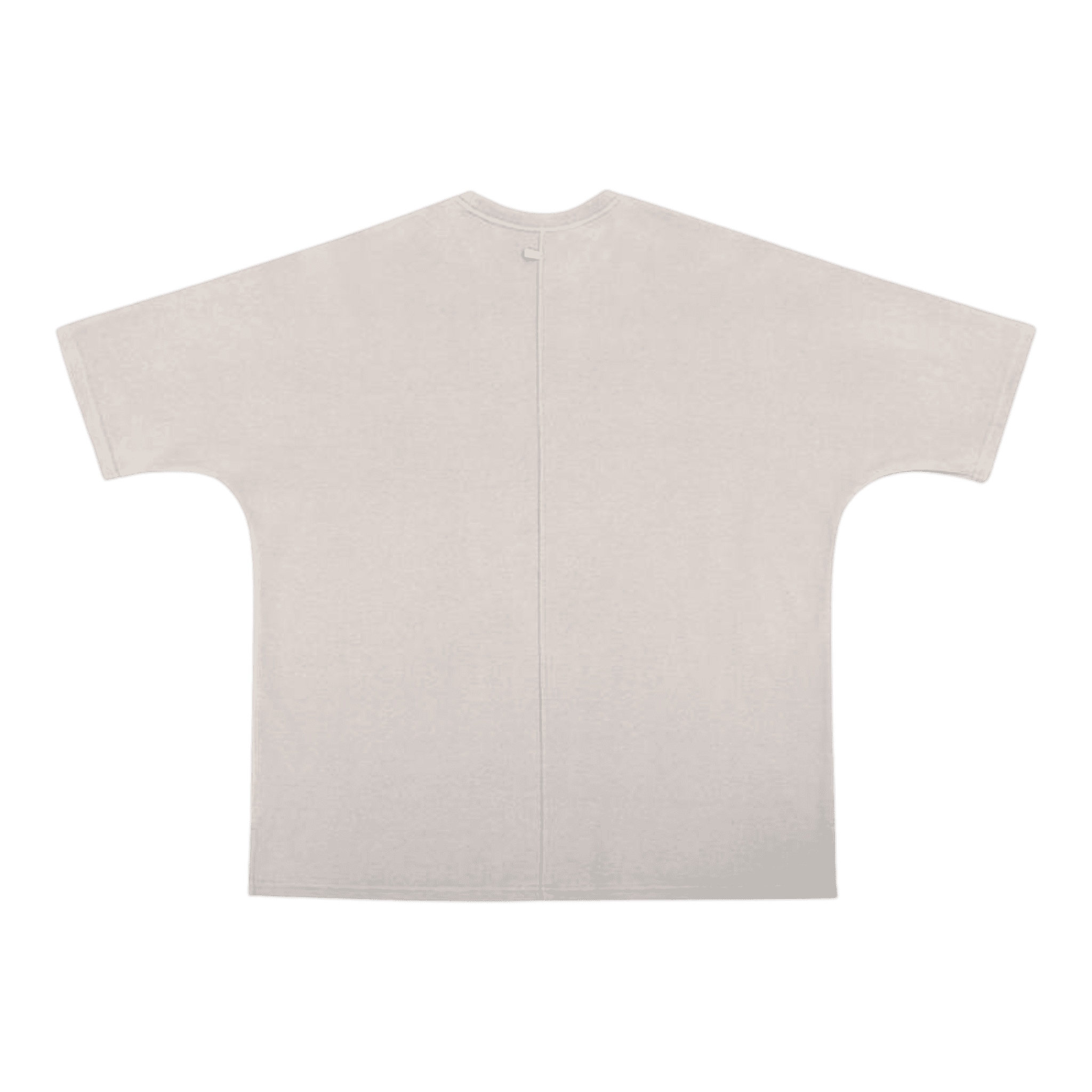 Back view of BOXY TEE 'MANHATTAN' by APACHE STAR in beige, showing straight center seam and oversized cut for relaxed summer style