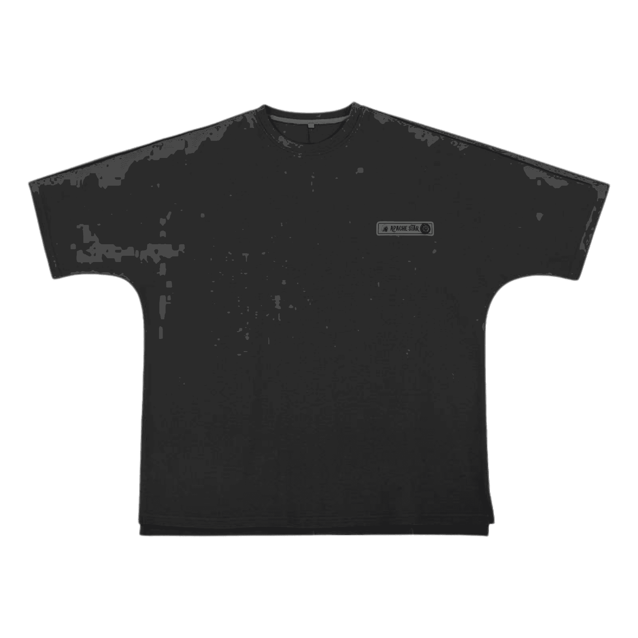 BOXY TEE 'MANHATTAN' by APACHE STAR in black front view, offering a sleek, versatile look with quick-dry, anti-wrinkle fabric.
