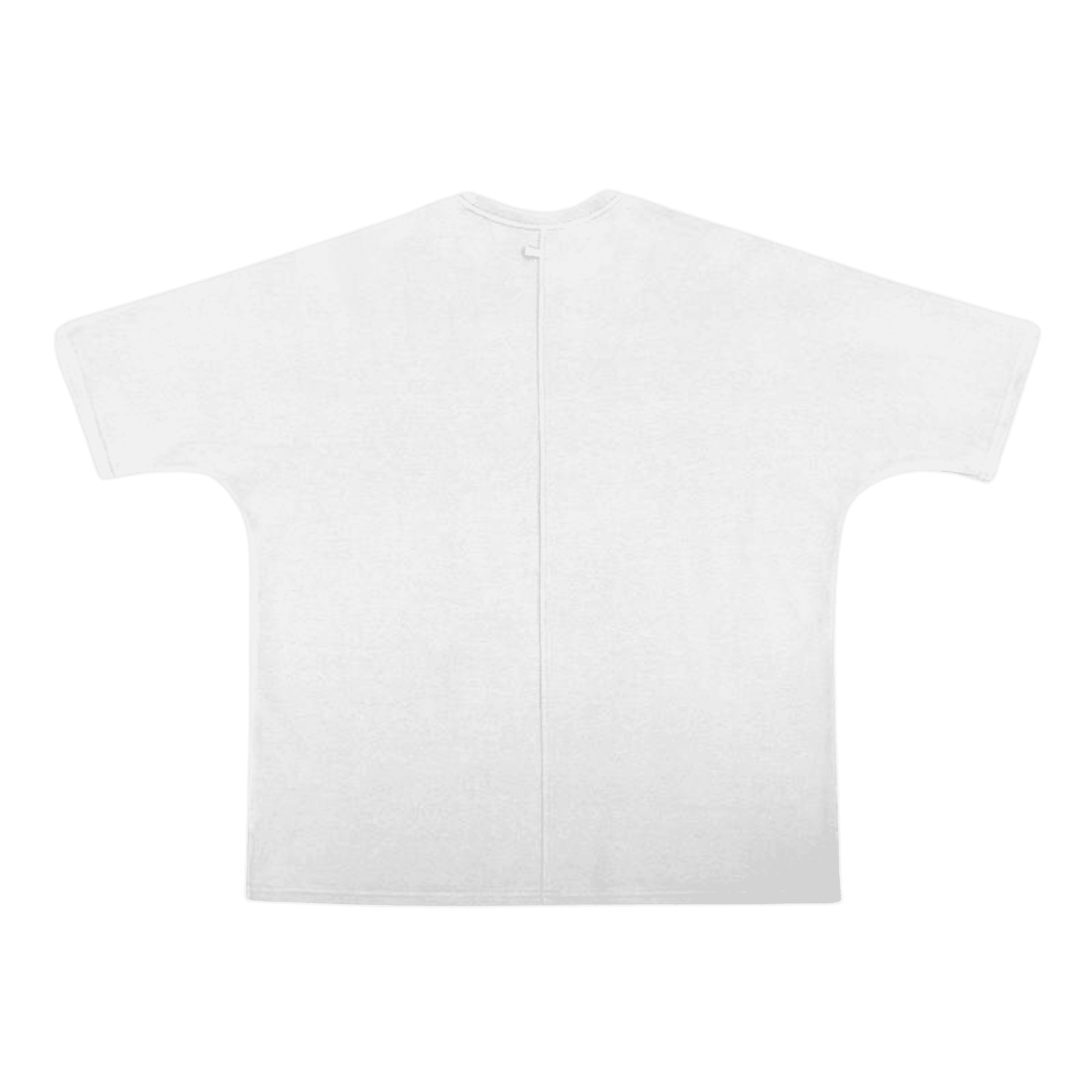 Back view of BOXY TEE 'MANHATTAN' by APACHE STAR in white, displaying clean seam design and wide sleeves for a boxy, unisex fit.
