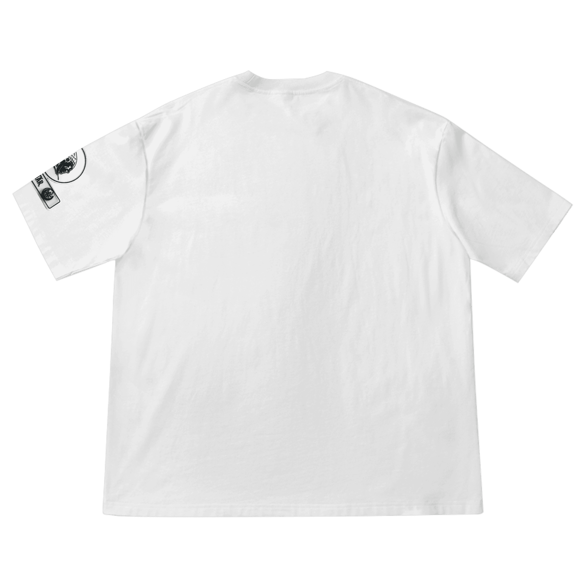 Back view of white Iconic APACHE STAR Miami Tee, featuring clean design and sustainable cotton fabric for everyday wear.