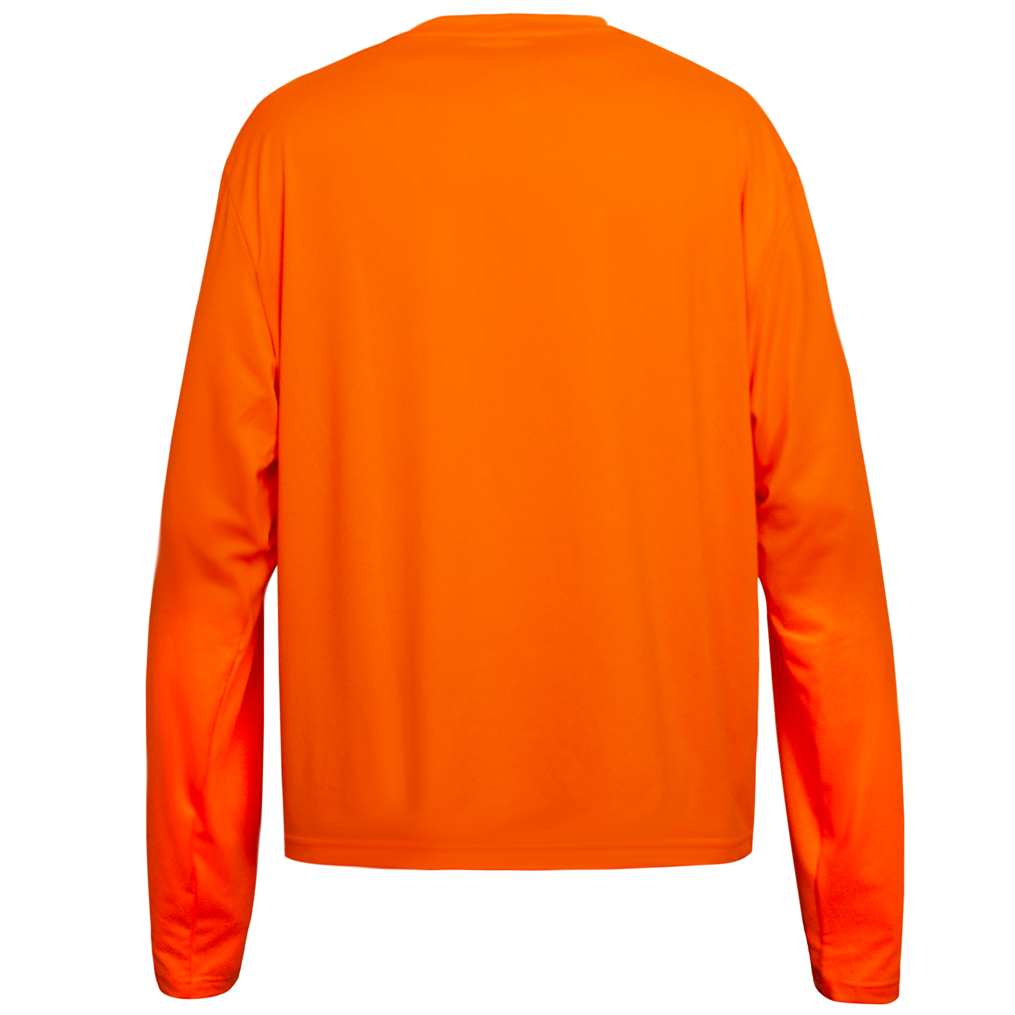 Back view of the APACHE STAR Burning Battalion Longsleeve Shirt in vibrant orange, showcasing its sleek, seamless design for active wear.