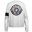 Back view of APACHE STAR Clifftop Captain Longsleeve Shirt featuring bold logo with international flags, ideal for outdoor performance wear.