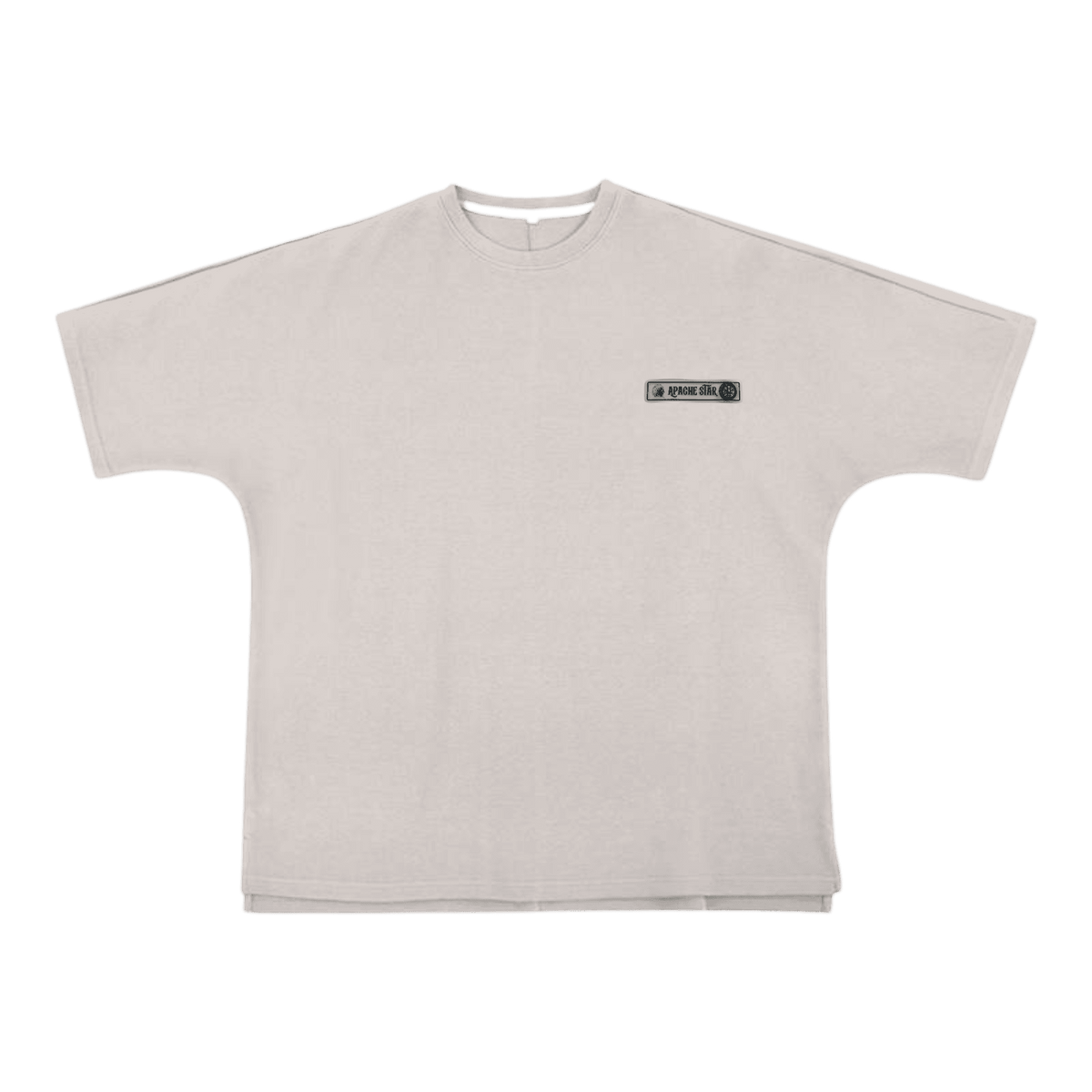 beige oversized t-shirt with Apache Star logo
