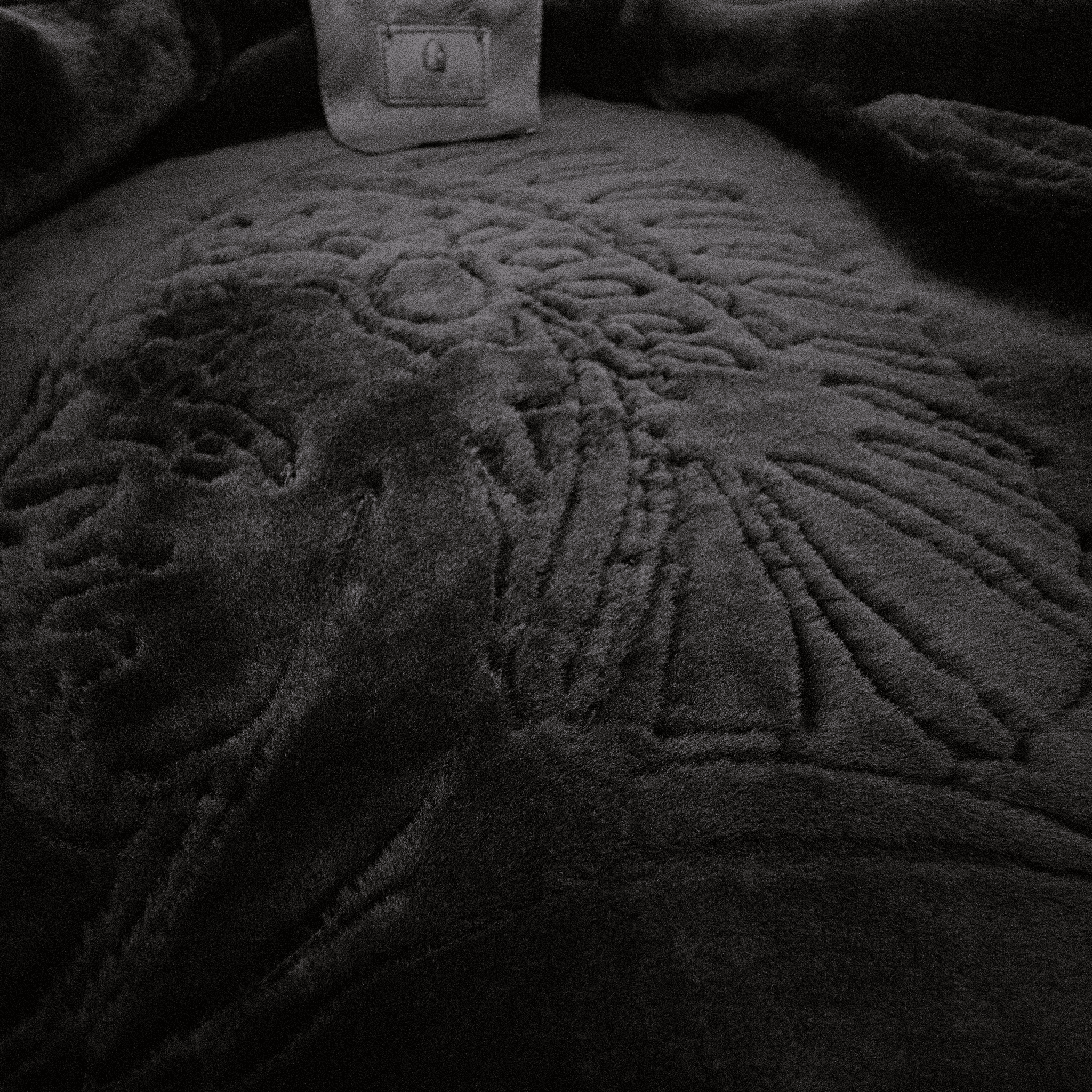 Embossed Native American chief design on inner lining of PHANTOM FALCON Nappa Lamb Pilot Jacket by APACHE STAR, crafted in soft Toskana lamb.