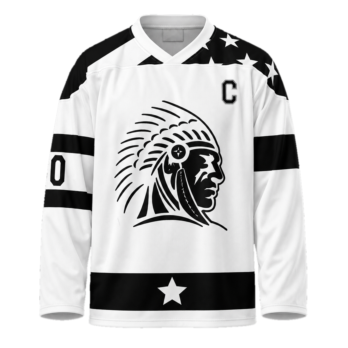 APACHE STAR ice hockey jersey "Frozen Fifty" in white, front with the emblem and captain's C