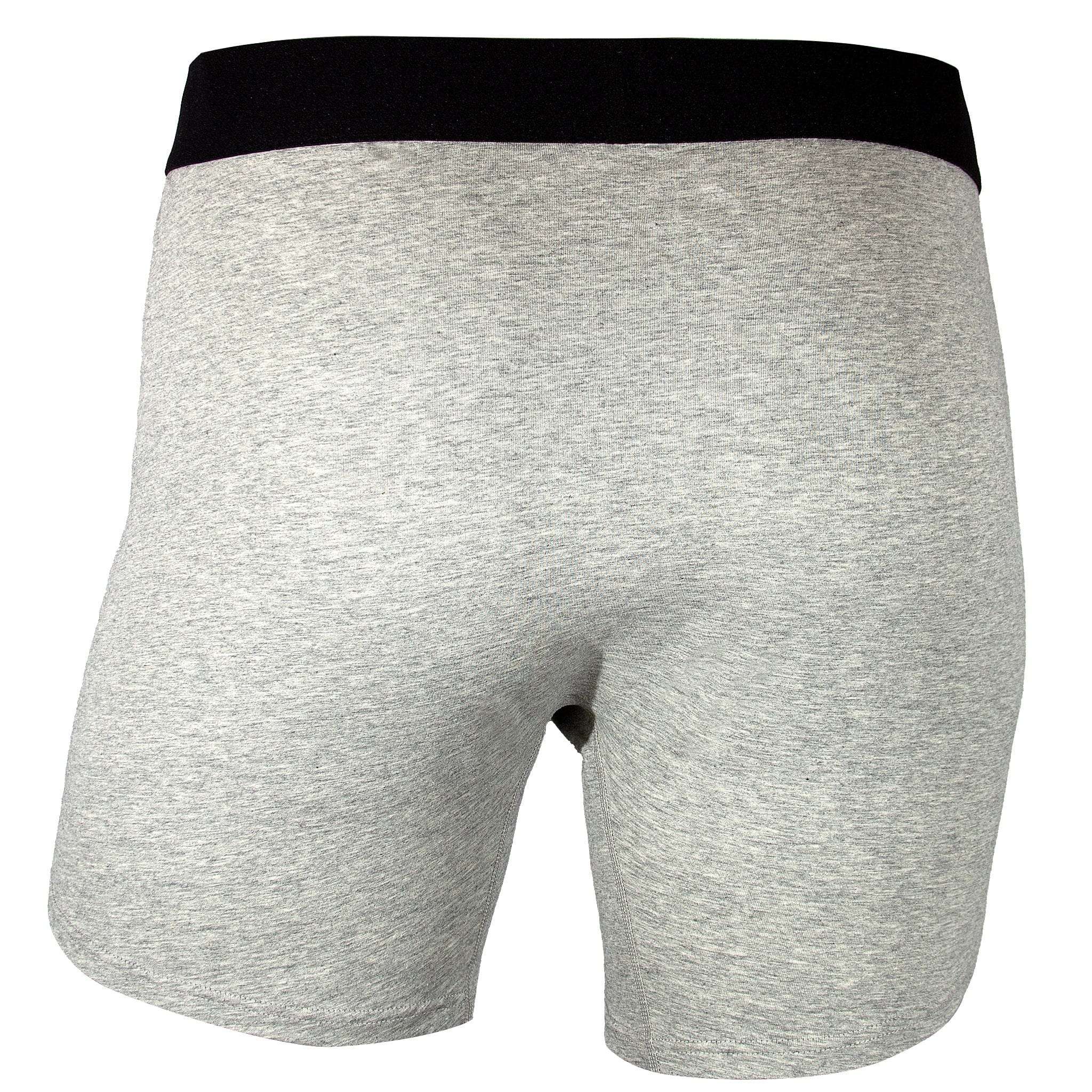 COMMANDER'S COMFORT - 3 or 5 pack Men's Boxer Briefs by APACHE STAR in heather grey with black waistband. Premium cotton underwear for all-day comfort and support.