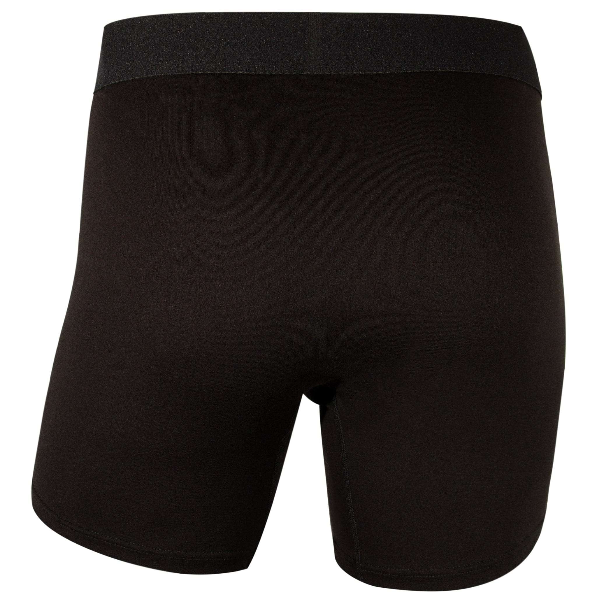 Rear view of black COMMANDER'S COMFORT men's boxer briefs from 3 or 5 pack set by APACHE STAR, showcasing premium cotton fabric and snug fit for all-day comfort.