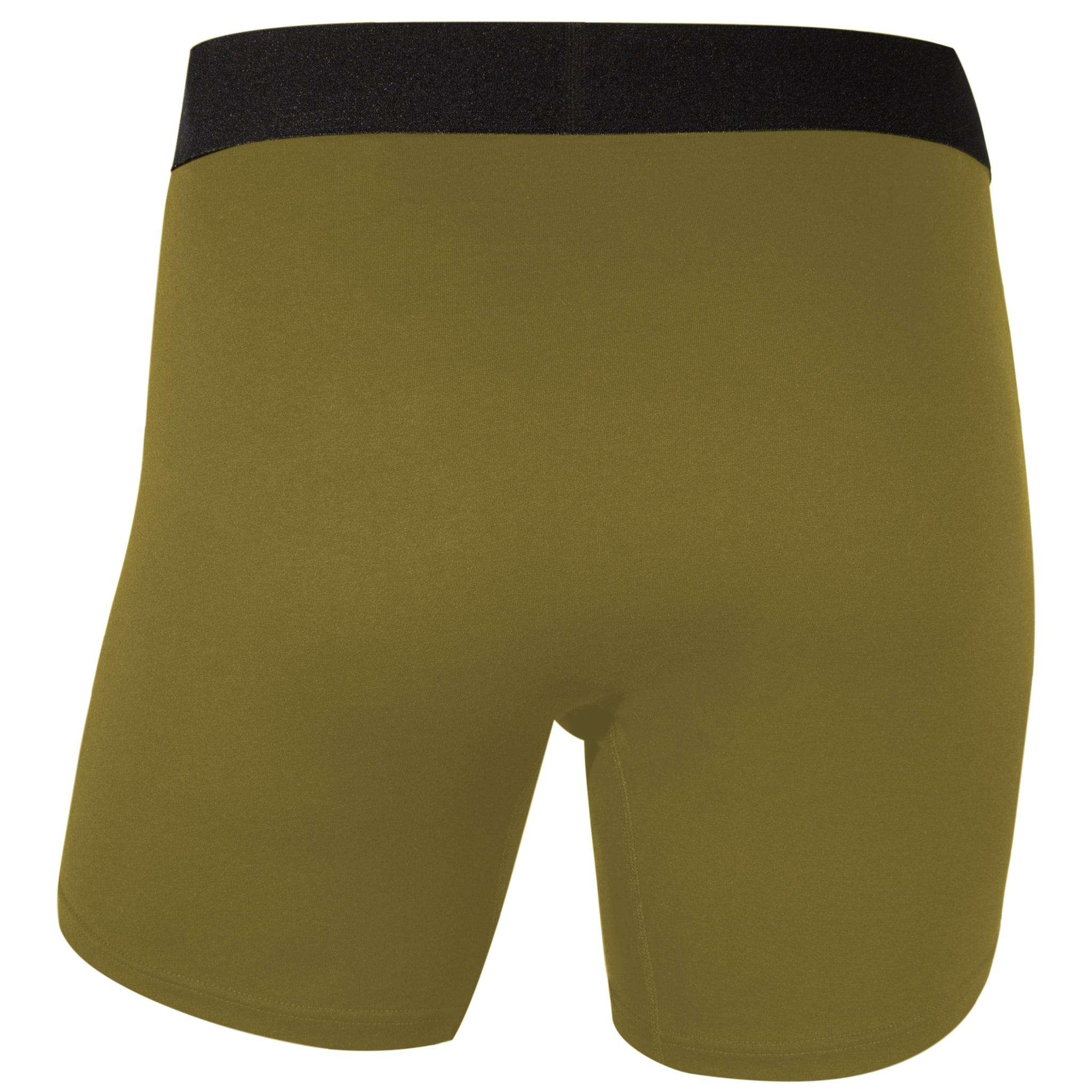 COMMANDER'S COMFORT - 3 or 5 pack Men's Boxer Briefs by APACHE STAR in military green with black waistband, premium cotton blend for all-day comfort and support.