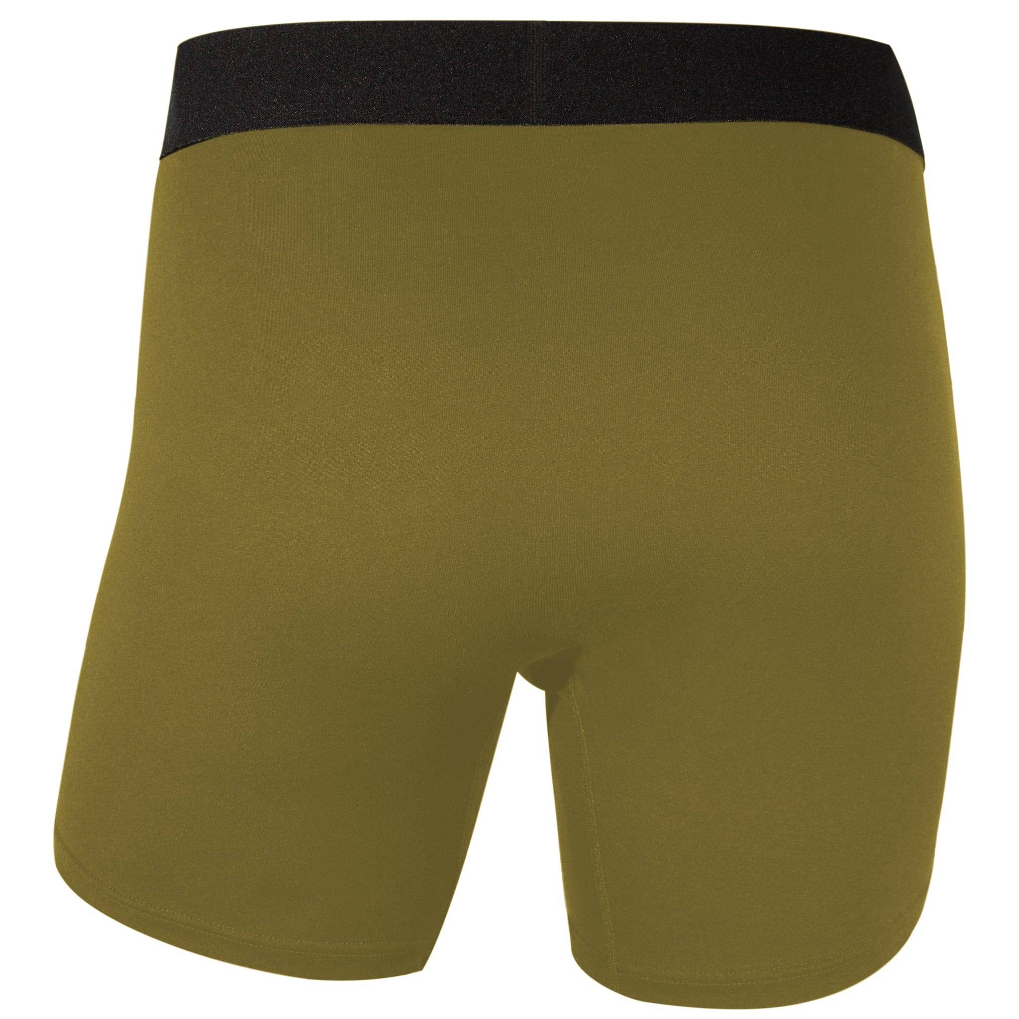 Olive green boxer briefs with logo waistband