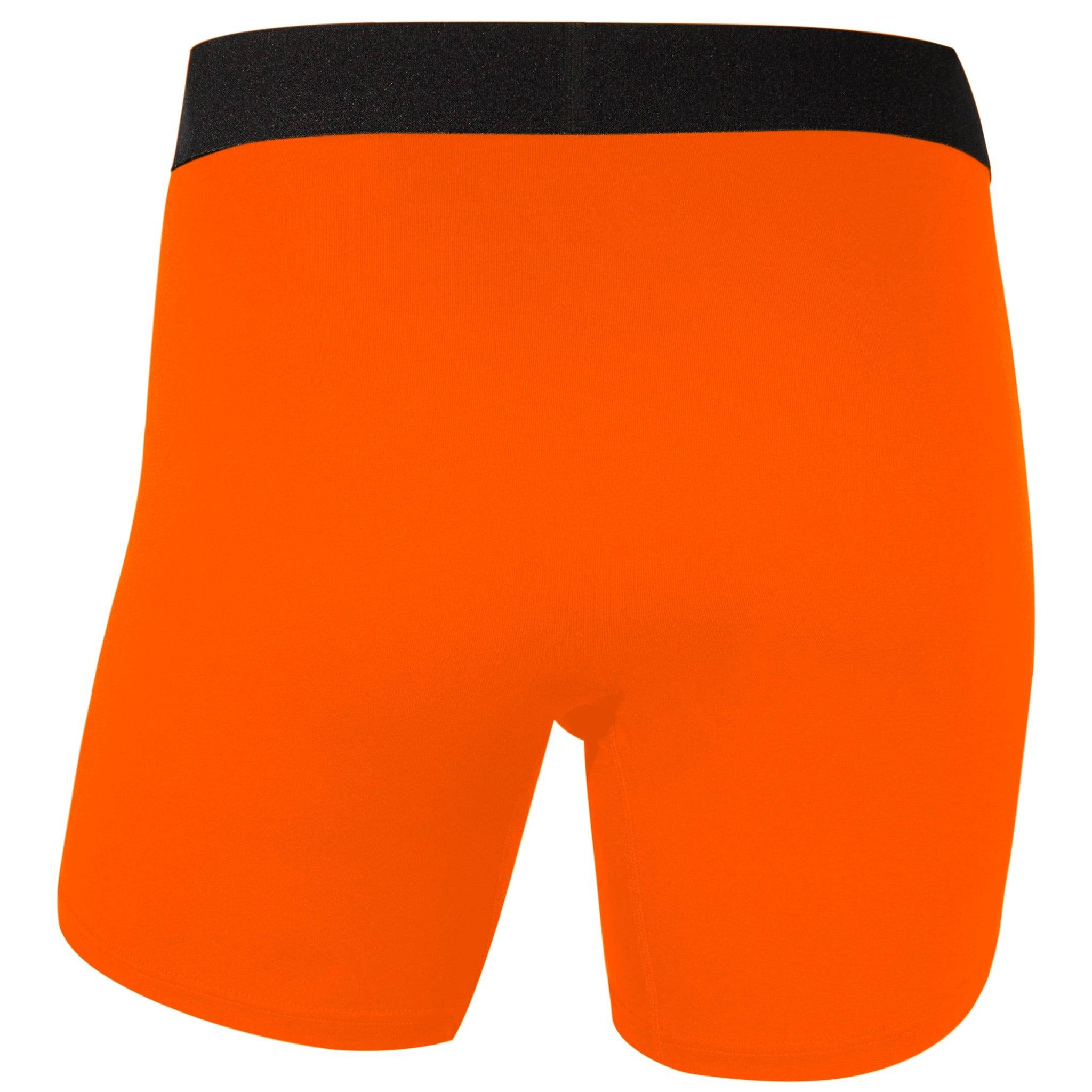 Rear view of orange COMMANDER'S COMFORT boxer briefs by APACHE STAR from 5 pack, offering bold color and supportive fit.