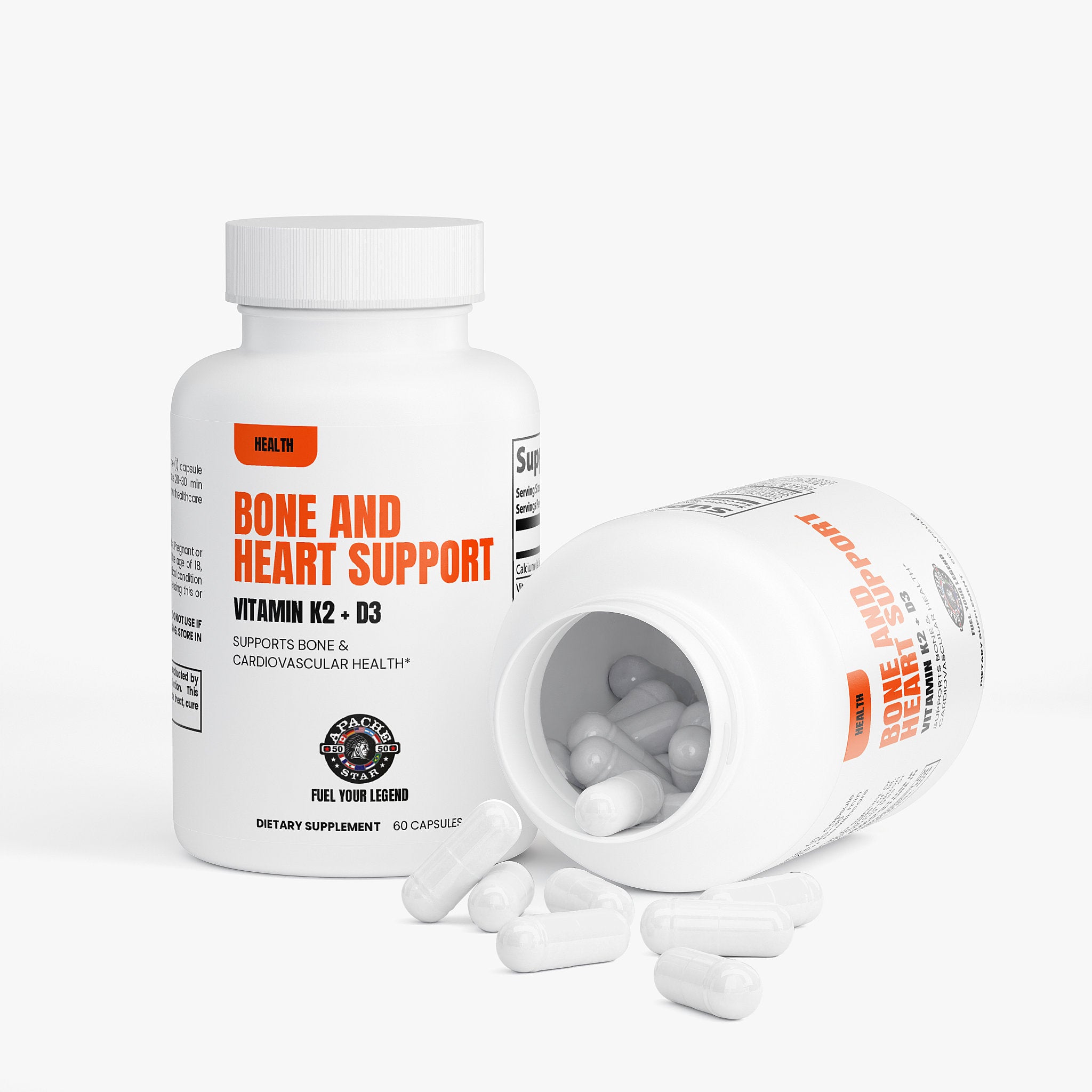 APACHE STAR Bone & Heart Support Supplement 2-Month Supply - Premium Calcium & Vitamin D Formula Made in USA
