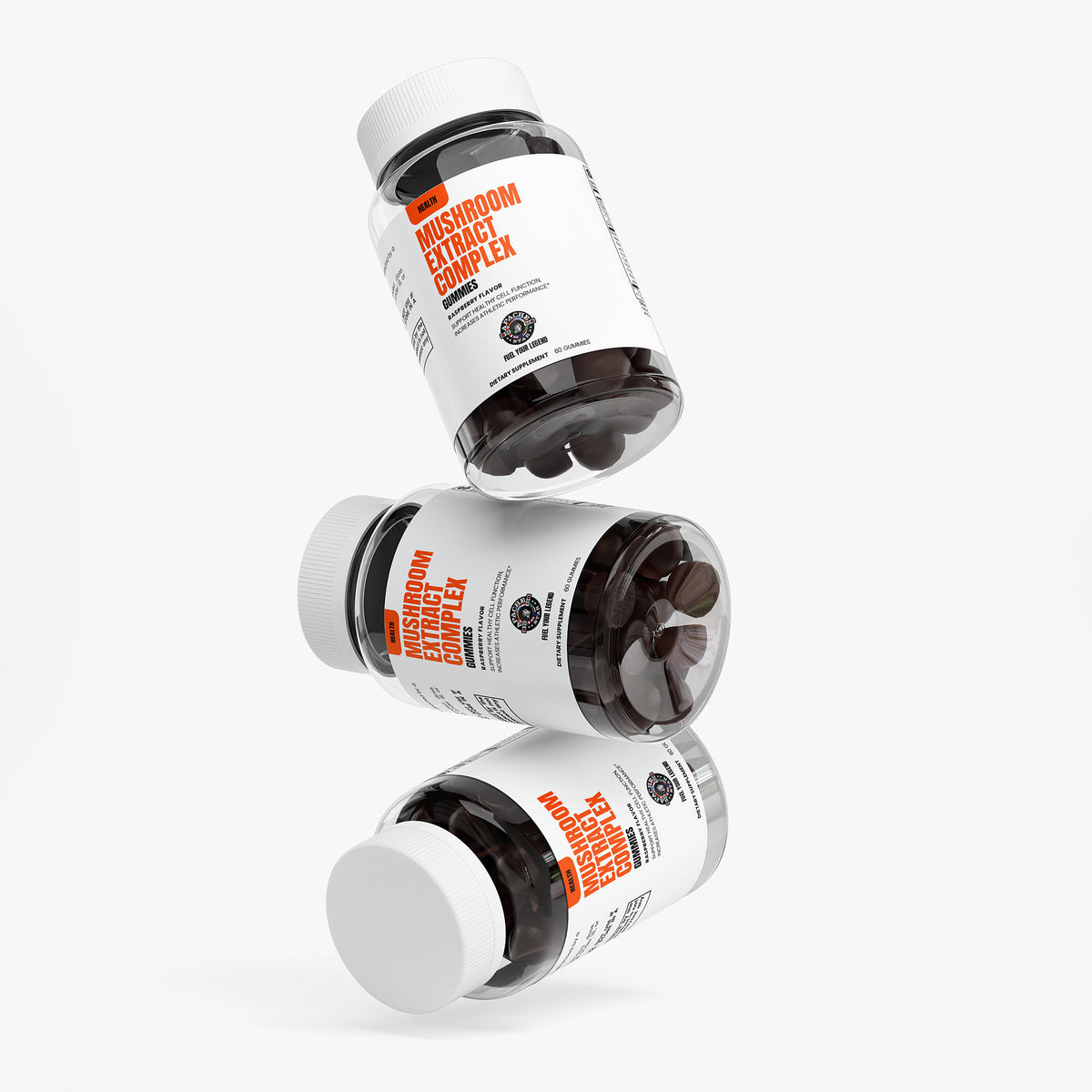 APACHE STAR MUSHROOM EXTRACT COMPLEX GUMMIES — several jars shown from different angles