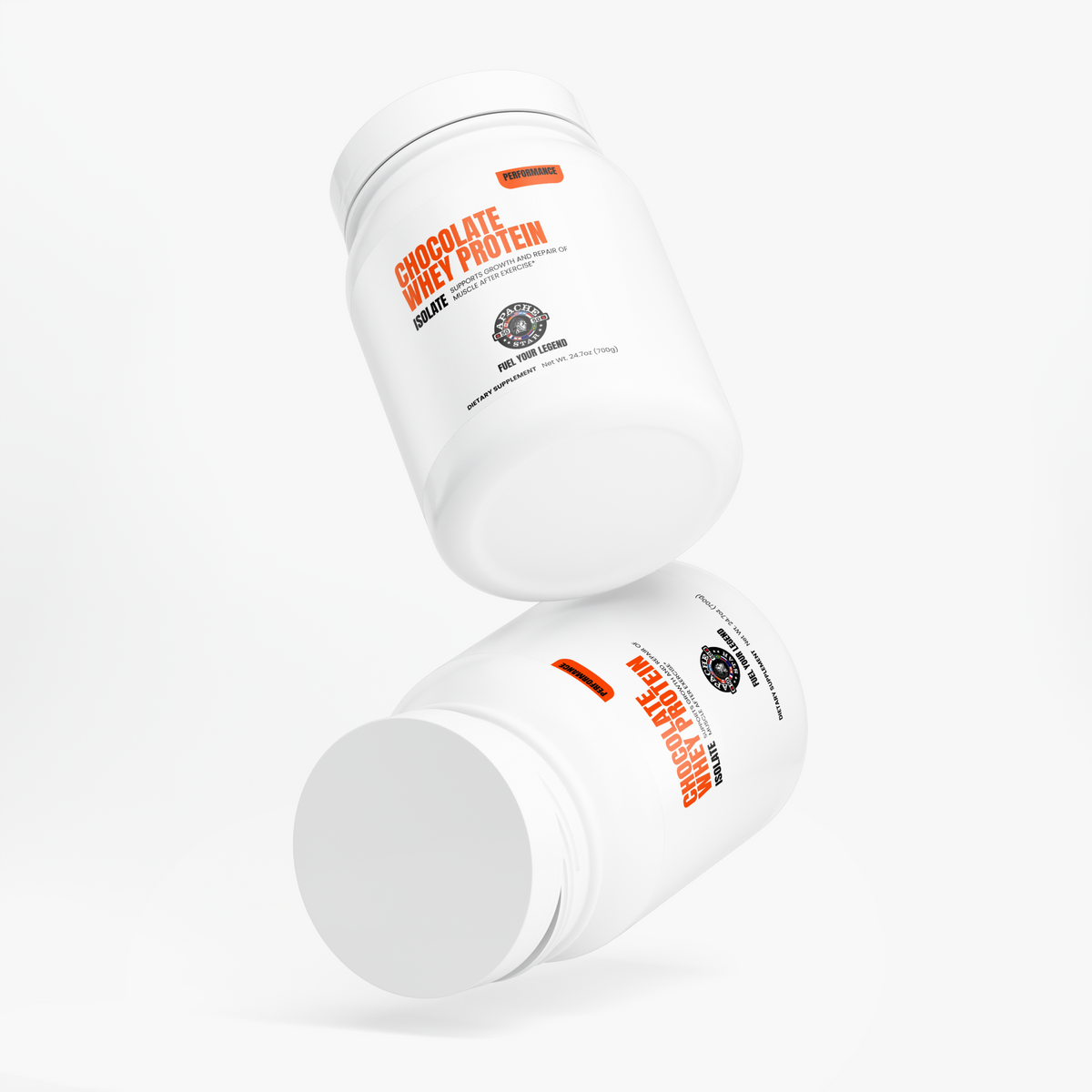 APACHE STAR WHEY PROTEIN ISOLATE - CHOCOLATE — several tubs shown from different angles