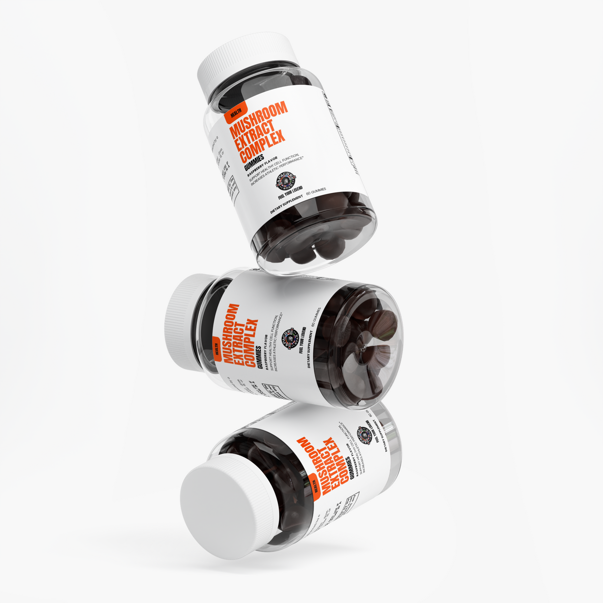 APACHE STAR MUSHROOM EXTRACT COMPLEX GUMMIES — several jars shown from different angles