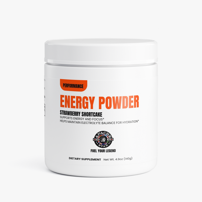 APACHE STAR ENERGY POWDER (STRAWBERRY SHORTCAKE) — tub, front view