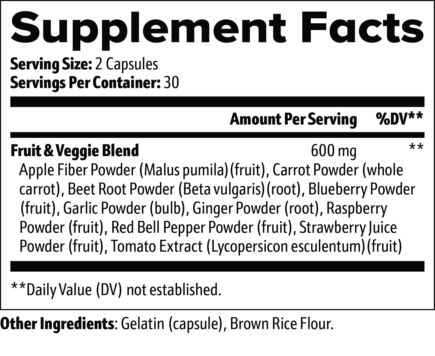 Fruits & Veggies Complex | APACHE STAR® – Daily Greens Supplement 60 Capsules