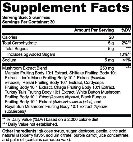 APACHE STAR MUSHROOM EXTRACT COMPLEX GUMMIES — Supplement Facts panel